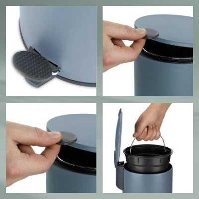 Kela Kozmetický kôš kovový dymovo modrý Tiché zatváranie, výška 23cm, priemer 17cm, objem 3 litre