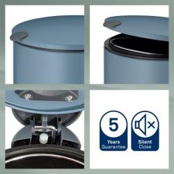 Kela Kosmetický koš kovový kouřově modrý Tiché zavírání, výška 23cm, průměr 17cm, obsah 3 litry