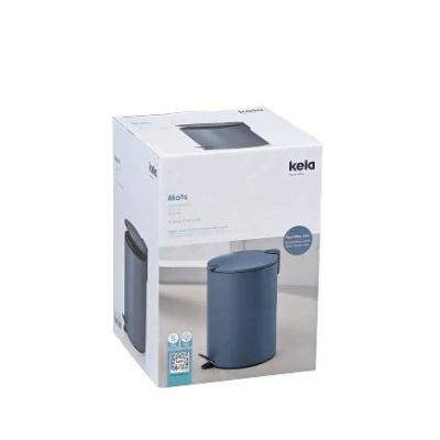 Kela Kozmetický kôš kovový dymovo modrý Tiché zatváranie, výška 23cm, priemer 17cm, objem 3 litre