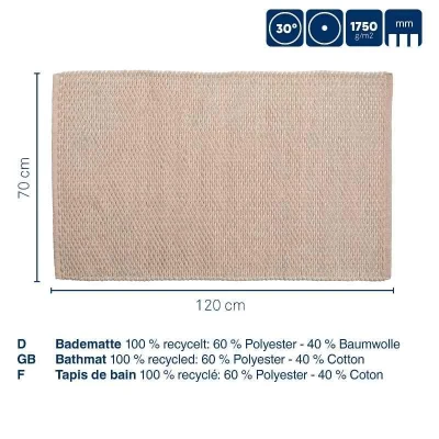 Kela Koupelnová předložka Miu směs bavlna/polyester zakalená růžová 120,0x70,0x1,0cm