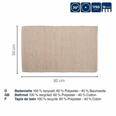 Kela Koupelnová předložka Miu směs bavlna/polyester zakalená růžová 80,0x50,0x1,0cm