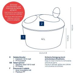 Kela Odstředivka na salát Romy nerez 18/10 stříbrná matná 12,0cm 24,5cm 4,0l