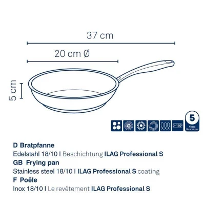 Kela Pánev Flavoria nerez 18/10 s nepřilnavým povrchem 5,0 cm 20,0 cm