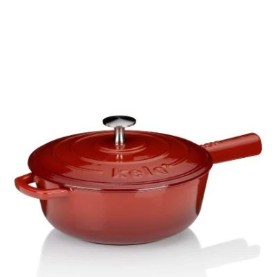 KELA Pánev na sýrové fondue litinová CALIDO 1,8 l červená