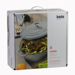 Kela Pekáč litinový oválný s poklicí Calido 35x26 cm světle šedá