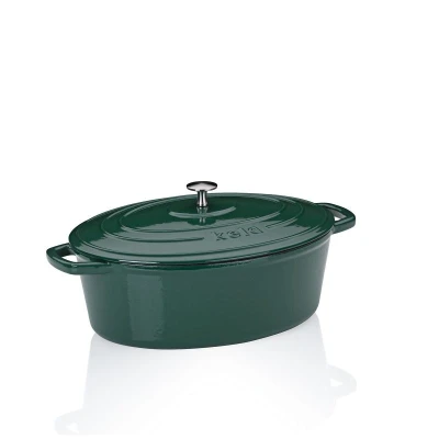 Kela Pekáč litinový s poklicí Calido oválný smaragdově zelená 33x26x12cm 6l Kela Pekáč litinový s poklicí Calido oválný smaragdově zelená 33x26x12cm 6l