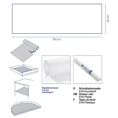 KELA Podložka do zásuvky Soletta plast tmavě šedá 150,0x50,0cm