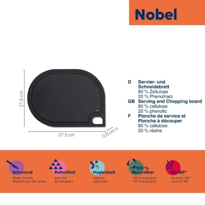 Kela Prkénko krájecí NOBEL černá 37,0x27,5x0,6 cm