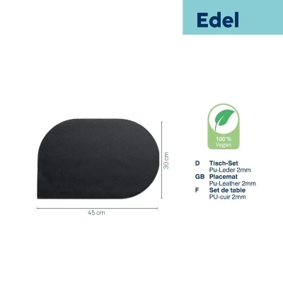 Kela Prostírání EDEL PU kůže černá 45,0x30,0x0,17cm