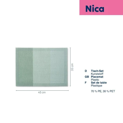 Kela Prostírání Nica 70%PE/30%PET kouřově zelená 45,0x33,0cm
