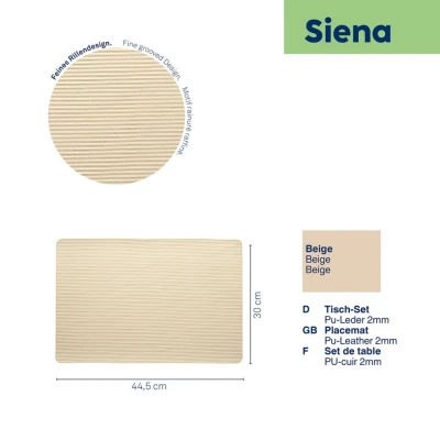 Kela Prostírání Siena PU kůže 44,5 x 30 x 0,2 cm béžová