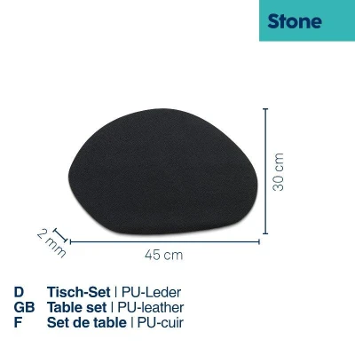 Kela Prostírání Stone PU kůže černá 45,0x30,0x0,2cm