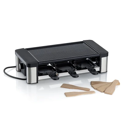 KELA Raclette gril Timur litý hliník pro 6 osob 41,5 x 20 x 10,5 cm matně stříbrný