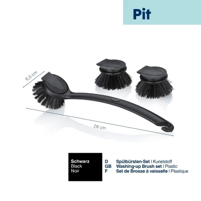 Kela Sada kartáčů na nádobí Pit plast černá 26 x 6,5 x 9,5 cm