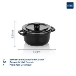 Kela Servírovací a zapékací mísa Malin keramická červená s poklicí 9,5cm 14,0cm