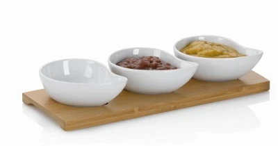 Kela Servírovací misky PHILIPA 4ks porcelán/bambus