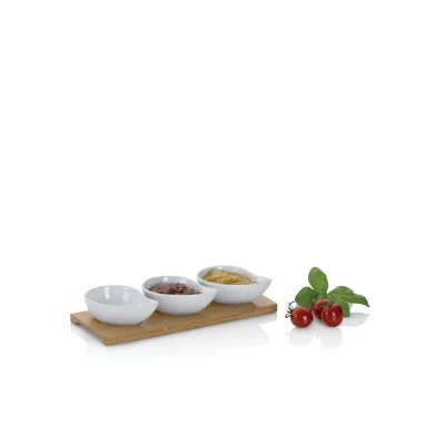 Kela Servírovací misky PHILIPA 4ks porcelán/bambus