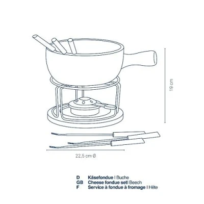 Kela KL-61306 Sýrové fondue NATURA 10-dílné keramika, nerez, chróm, buk
