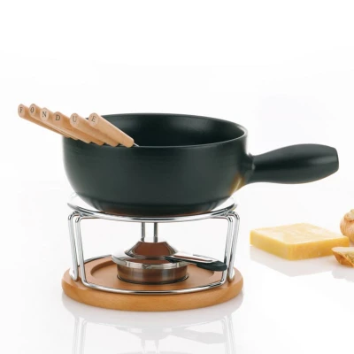 Kela KL-61306 Sýrové fondue NATURA 10-dílné keramika, nerez, chróm, buk