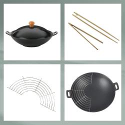 Kela KL-77943 Wok litinový 36 cm s příslušenstvím sada 5 ks