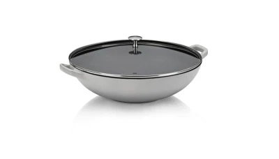 Kela Wok litinový s poklicí Calido 36 cm světle šedá
