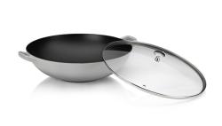 Kela Wok litinový s poklicí Calido 36 cm světle šedá