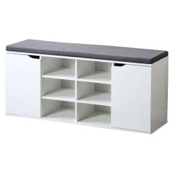 KESPER 15918 Botník s podsedákem se 2 dveřmi a 6 přihrádkami, 103 x 48 x 30,5 cm, bílý