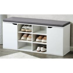 KESPER 15918 Botník s podsedákem se 2 dveřmi a 6 přihrádkami, 103 x 48 x 30,5 cm, bílý