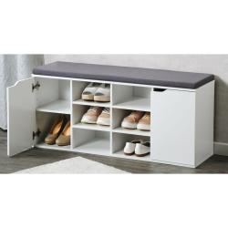 KESPER 15918 Botník s podsedákem se 2 dveřmi a 6 přihrádkami, 103 x 48 x 30,5 cm, bílý