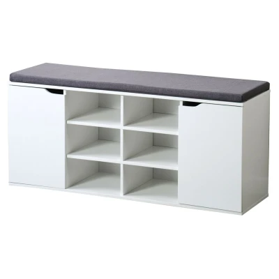 KESPER 15918 Botník s podsedákem se 2 dveřmi a 6 přihrádkami, 103 x 48 x 30,5 cm, bílý