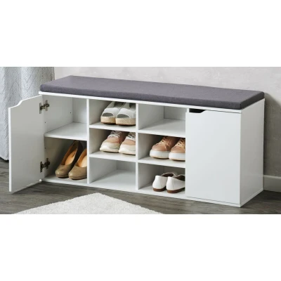 KESPER 15918 Botník s podsedákem se 2 dveřmi a 6 přihrádkami, 103 x 48 x 30,5 cm, bílý