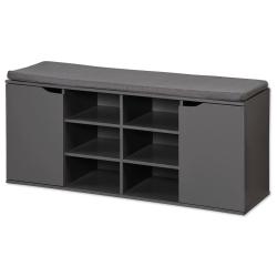 KESPER 15919 Botník s podsedákem se 2 dveřmi a 6 přihrádkami, 103 x 48 x 30,5 cm, šedý
