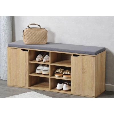 KESPER Botník s podsedákem 2 dveře 6 přihrádek 103 x 48 x 30,5 cm, dekor dub