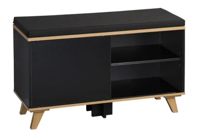KESPER černý botník s podsedákem 77 x 30 x 48 cm