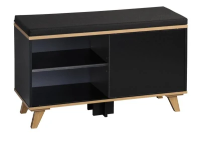 KESPER černý botník s podsedákem 77 x 30 x 48 cm