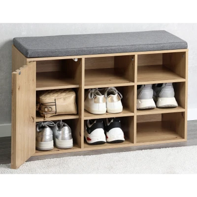 KESPER Botník s podsedákem dekor dub/šedý 76 x 29,5 x 48 cm