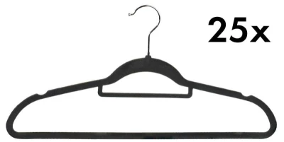 KESPER Šatní ramínka antracit, plast/velvet, 25 ks