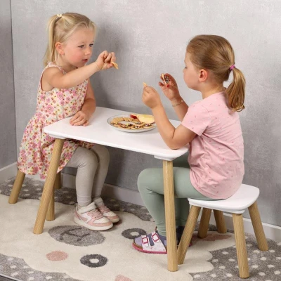KESPER bílý dětský stůl se dvěma židlemi