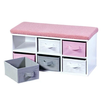 KESPER 17739 Lavice s šesti látkovými boxy, 38 x 68 x 29,5 cm, bílá/šedá/růžová KESPER 17739 Lavice s šesti látkovými boxy, 38 x 68 x 29,5 cm, bílá/šedá/růžová