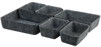 KESPER Sada organizérů do zásuvky z umělé plsti, šedá