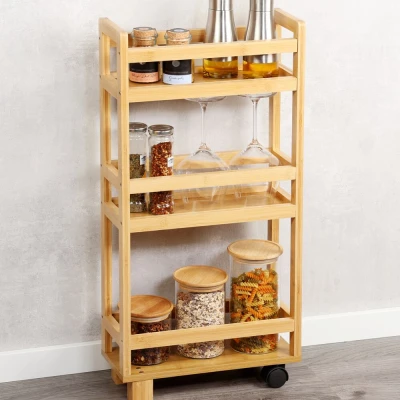 KESPER 24860 Regál s kolečky 15 x 74 x 36 cm, bambus