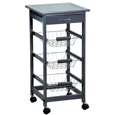 KESPER 25782 Kuchyňský vozík se skleněnou pracovní plochou, 36 x 77 x 36 cm, šedý