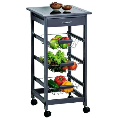 KESPER 25782 Kuchyňský vozík se skleněnou pracovní plochou, 36 x 77 x 36 cm, šedý