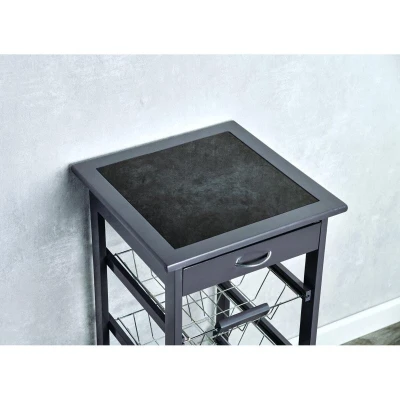 KESPER 25782 Kuchyňský vozík se skleněnou pracovní plochou, 36 x 77 x 36 cm, šedý