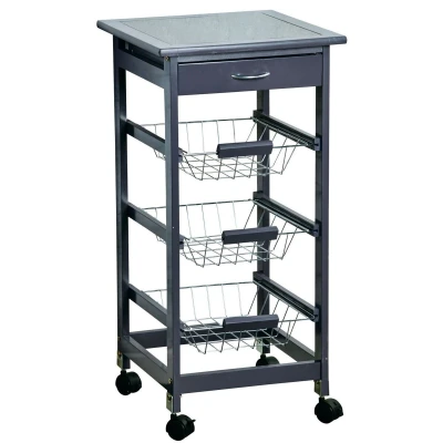 KESPER 25782 Kuchyňský vozík se skleněnou pracovní plochou, 36 x 77 x 36 cm, šedý