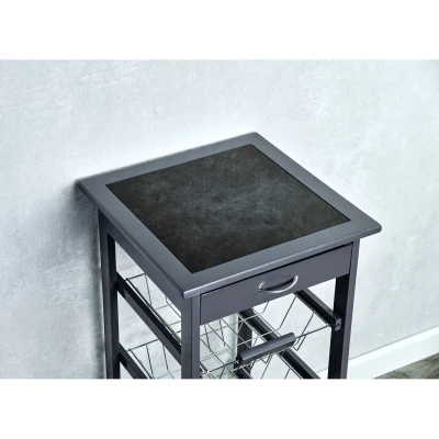 KESPER 25782 Kuchyňský vozík se skleněnou pracovní plochou, 36 x 77 x 36 cm, šedý