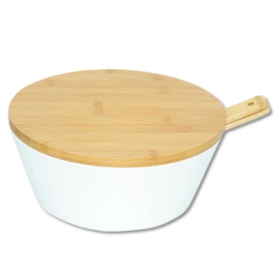 KESPER 32620 Mísa na salát a ovoce s příborem, Ø 26 cm, plast/bambus, bílá KESPER 32620 Mísa na salát a ovoce s příborem, Ø 26 cm, plast/bambus, bílá
