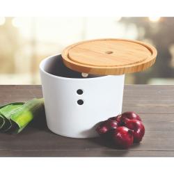 KESPER 32622 Skladovací nádoba, Ø 21 cm, plast/bambus, bílá