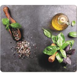 KESPER 36584 Víceúčelová krájecí deska 56 x 50 cm, sklo, motiv bazalka