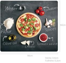 KESPER 36598 Víceúčelová krájecí deska 56 x 50 cm, sklo, motiv pizza